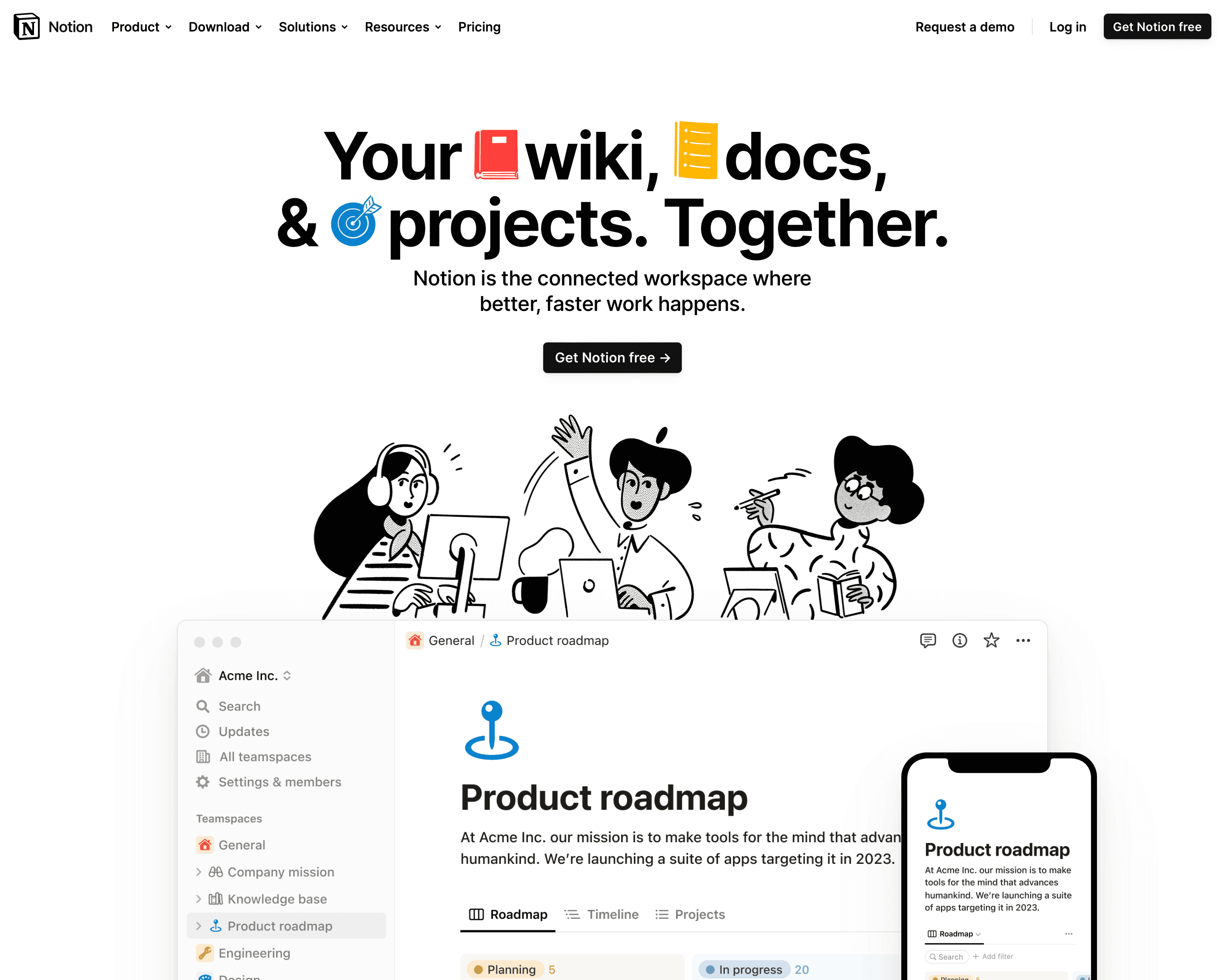 Notion product homepage