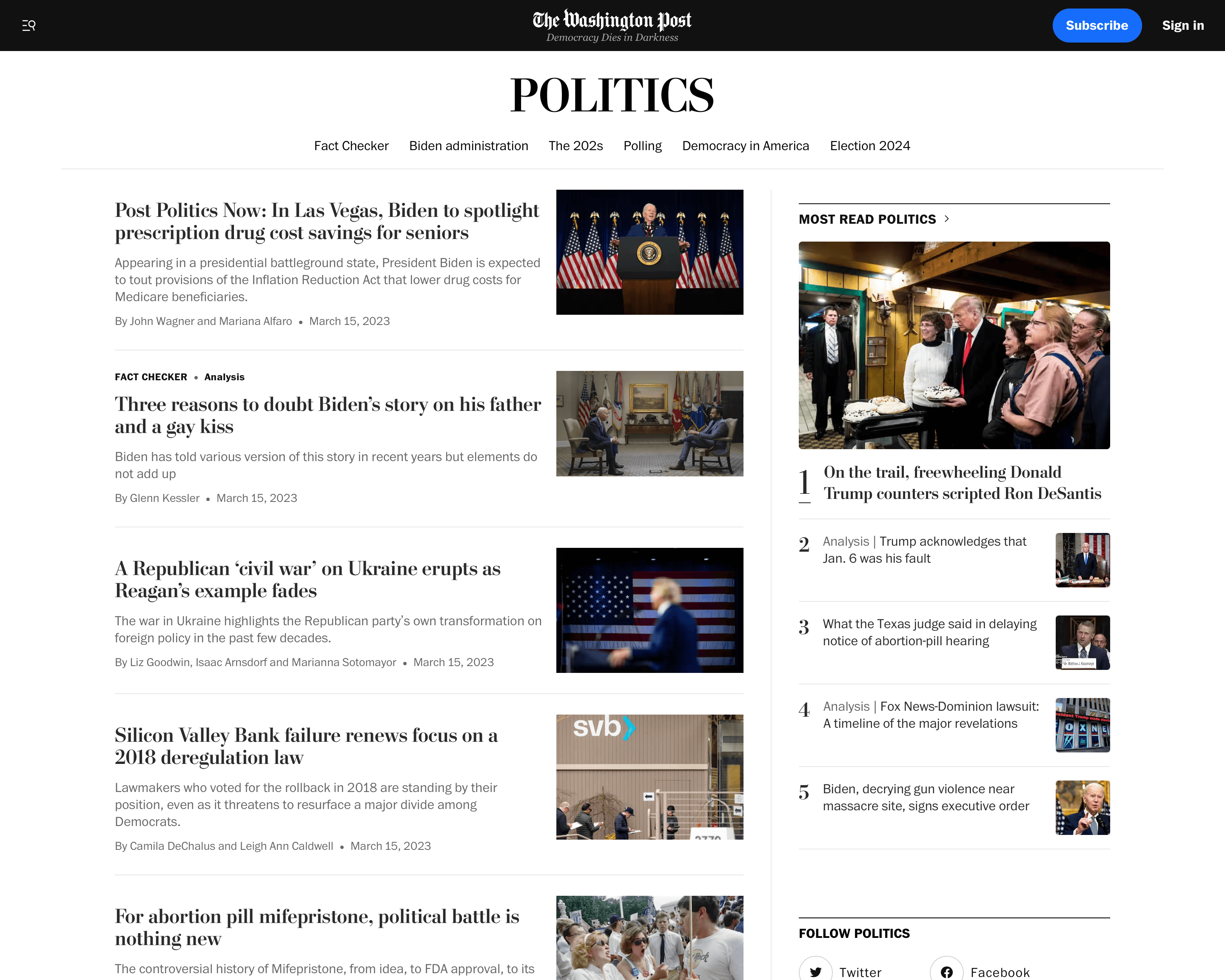 The Washington Post homepage